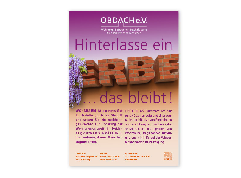 Plakatentwurf Obdach Vermächtis