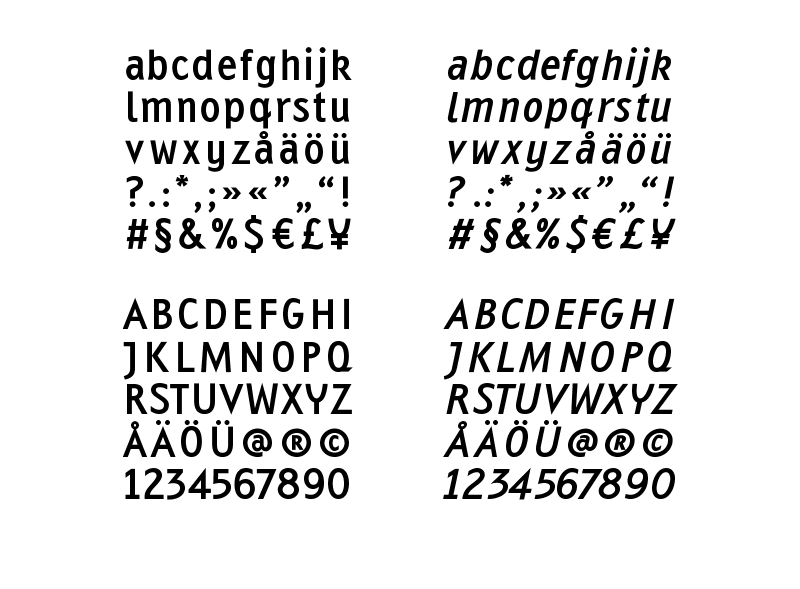 Schriftschnitt Debut bold